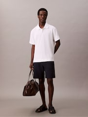 Calvin Klein White Snap Button Pique Polo Shirt - Image 3 of 6