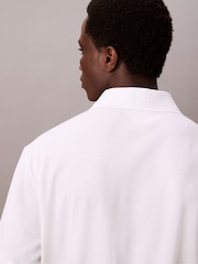 Calvin Klein White Snap Button Pique Polo Shirt - Image 5 of 6