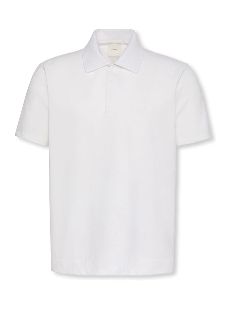 Calvin Klein White Snap Button Pique Polo Shirt - Image 6 of 6