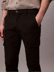 Calvin Klein Black Slim Cotton Stretch Cargo Trousers - Image 4 of 5