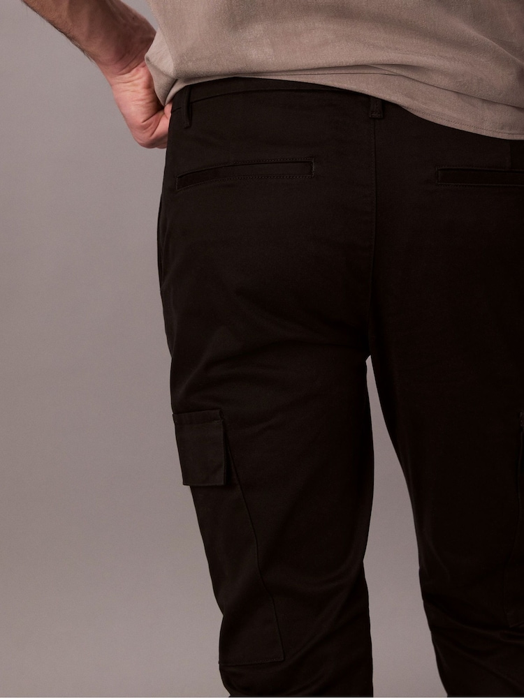 Calvin Klein Black Slim Cotton Stretch Cargo Trousers - Image 5 of 5