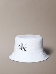Calvin Klein White Monologo Embroidery Bucket Hat - Image 1 of 3