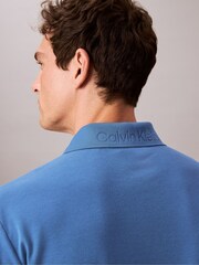 Calvin Klein Blue Pique Snap Button Polo Shirt - Image 5 of 5
