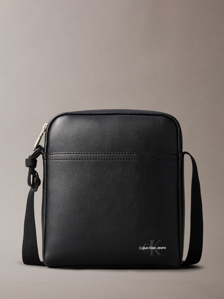Calvin Klein Black Mono Logo Reporter Bag - Image 1 of 5