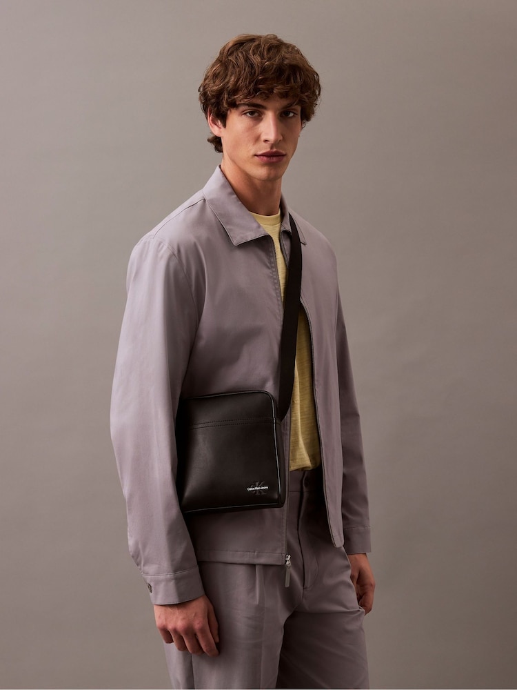 Calvin Klein Black Mono Logo Reporter Bag - Image 5 of 5
