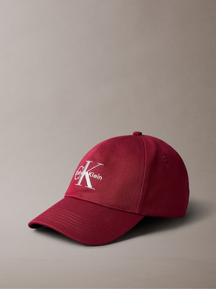 Calvin Klein Red Monologo Embroidery Baseball Cap - Image 1 of 3 Calvin Klein Red Monologo Embroidery Baseball Cap - Image 1 of 3