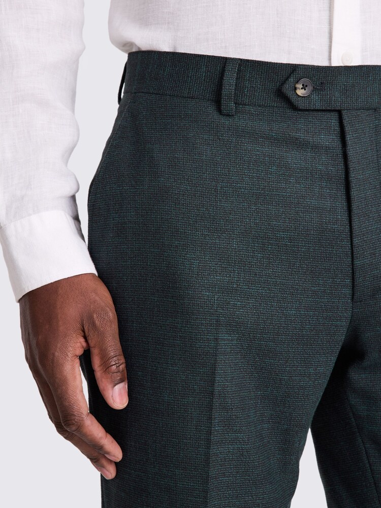 MOSS Green Slim Fit Puppy Tooth Trousers - Image 3 of 3