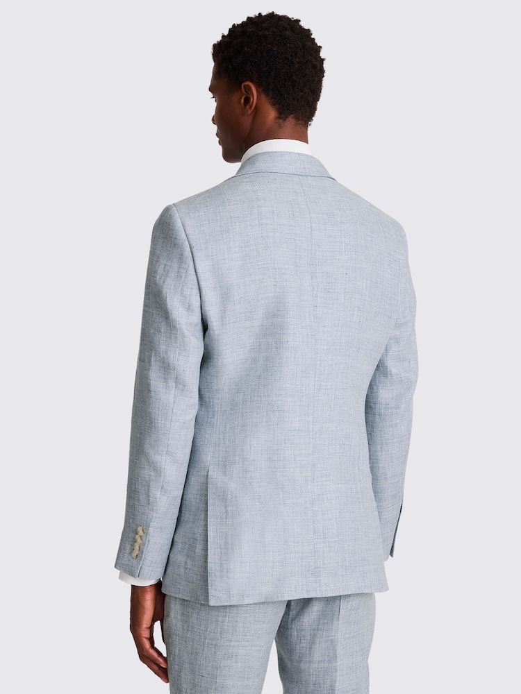 MOSS Blue Tailored Fit Light Linen Jacket - Image 2 of 5