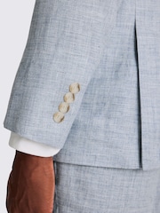 MOSS Blue Tailored Fit Light Linen Jacket - Image 4 of 5