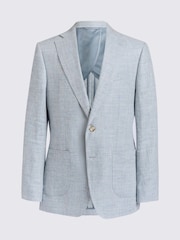 MOSS Blue Tailored Fit Light Linen Jacket - Image 5 of 5