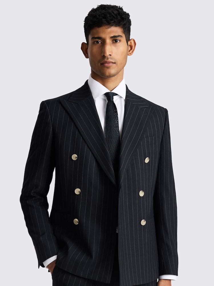 MOSS Blue Slim Fit Stripe Jacket - Image 1 of 5