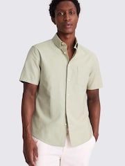 MOSS Green Short Sleeve Washed Oxford 100% Cotton Shirt - Image 1 of 3