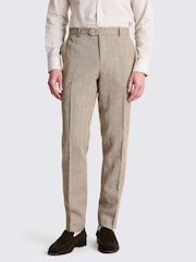MOSS Brown Slim Fit Gold Herringbone Brown Trousers - Image 1 of 3