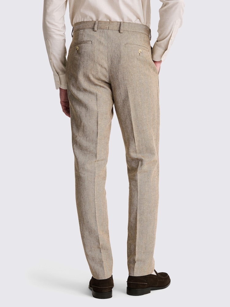 MOSS Brown Slim Fit Gold Herringbone Brown Trousers - Image 2 of 3