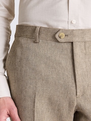 MOSS Brown Slim Fit Gold Herringbone Brown Trousers - Image 3 of 3