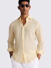 MOSS Yellow Tailored Fit 100% Linen Shirt - Image 1 of 4