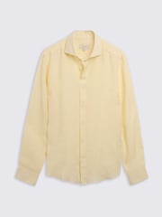MOSS Yellow Tailored Fit 100% Linen Shirt - Image 2 of 4