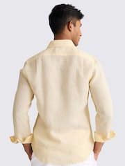 MOSS Yellow Tailored Fit 100% Linen Shirt - Image 3 of 4