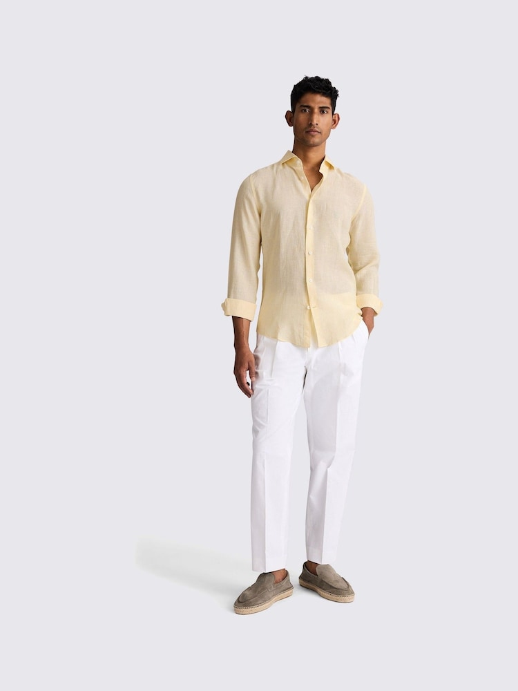 Buy MOSS Yellow Tailored Fit Linen Shirt from Next USA