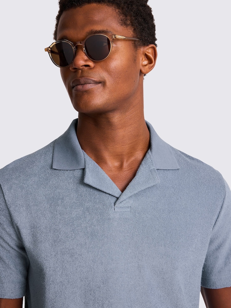 Terry Towelling Skipper 100% Cotton Polo Shirt - Image 3 of 4