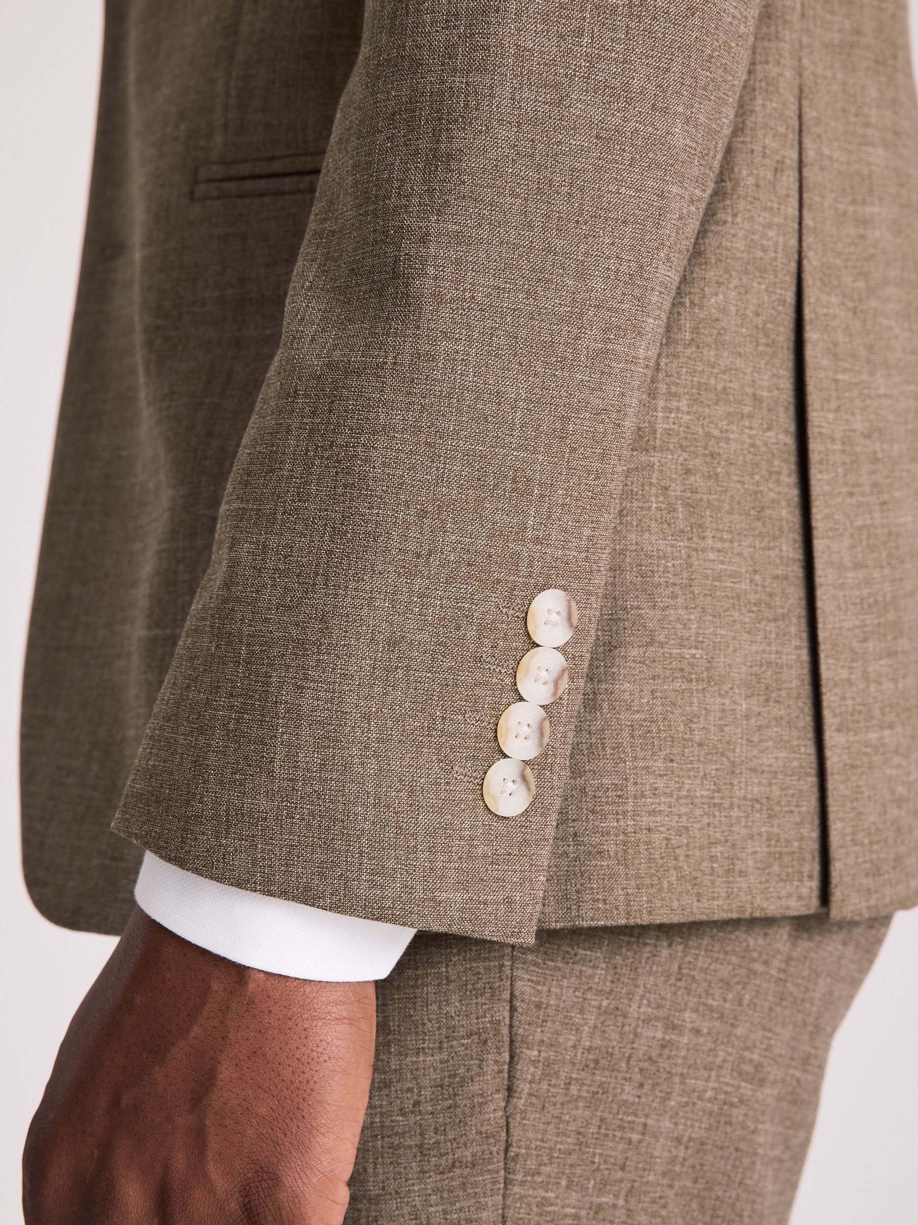 MOSS Brown Slim Fit Slub Jacket - Image 4 of 5