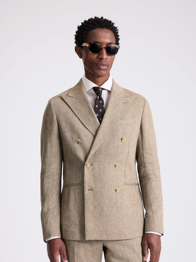 MOSS Brown Slim Fit Gold Herringbone Jacket - Image 1 of 5 MOSS Brown Slim Fit Gold Herringbone Jacket - Image 1 of 5