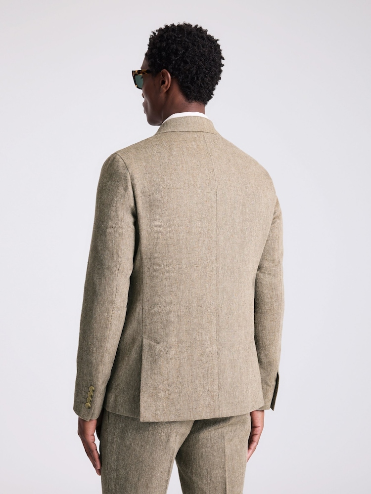 MOSS Brown Slim Fit Gold Herringbone Jacket - Image 3 of 5