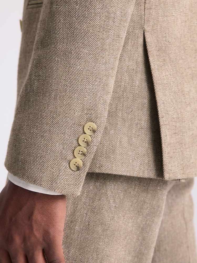 MOSS Brown Slim Fit Gold Herringbone Jacket - Image 4 of 5