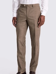 MOSS Brown Slim Fit Slub Trousers - Image 1 of 3