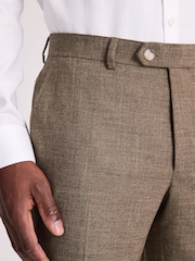 MOSS Brown Slim Fit Slub Trousers - Image 3 of 3