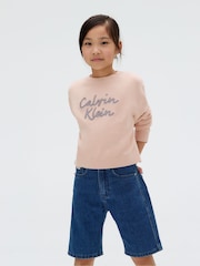 Calvin Klein Orange Logo Metallic Intersia Jumper - Image 1 of 6