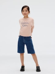 Calvin Klein Orange Logo Metallic Intersia Jumper - Image 3 of 6