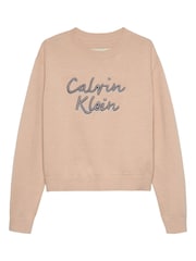 Calvin Klein Orange Logo Metallic Intersia Jumper - Image 6 of 6