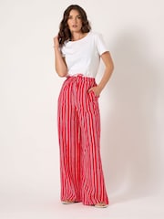 Long Tall Sally Red Printed Stripe Trousers - Image 2 of 5