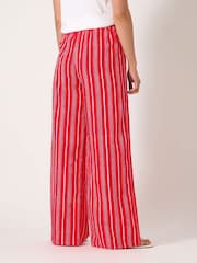 Long Tall Sally Red Printed Stripe Trousers - Image 4 of 5