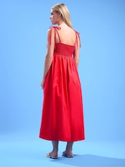 PixieGirl Petite Red Frilly Tie Strap Poplin Dress - Image 2 of 5