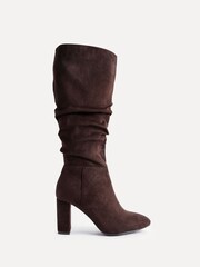 Linzi Brown Aura High Leg Ruched Boots With Block Heel - Image 2 of 5