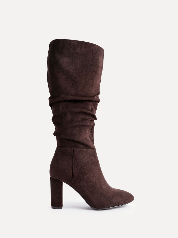 Linzi Brown Aura High Leg Ruched Boots With Block Heel - Image 2 of 5