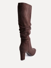 Linzi Brown Aura High Leg Ruched Boots With Block Heel - Image 3 of 5