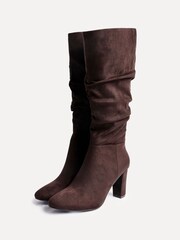 Linzi Brown Aura High Leg Ruched Boots With Block Heel - Image 4 of 5