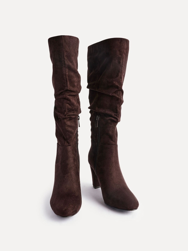 Linzi Brown Aura High Leg Ruched Boots With Block Heel - Image 5 of 5