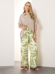 Long Tall Sally Green Printed Wide Leg Trousers - Image 1 of 5