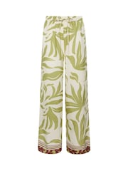 Long Tall Sally Green Printed Wide Leg Trousers - Image 4 of 5