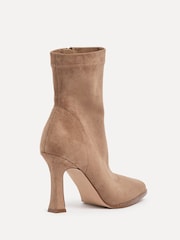 Linzi Natural Noelle Square Toe Heeled Sock Ankle Boots - Image 3 of 6