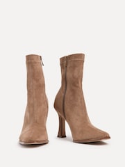 Linzi Natural Noelle Square Toe Heeled Sock Ankle Boots - Image 4 of 6