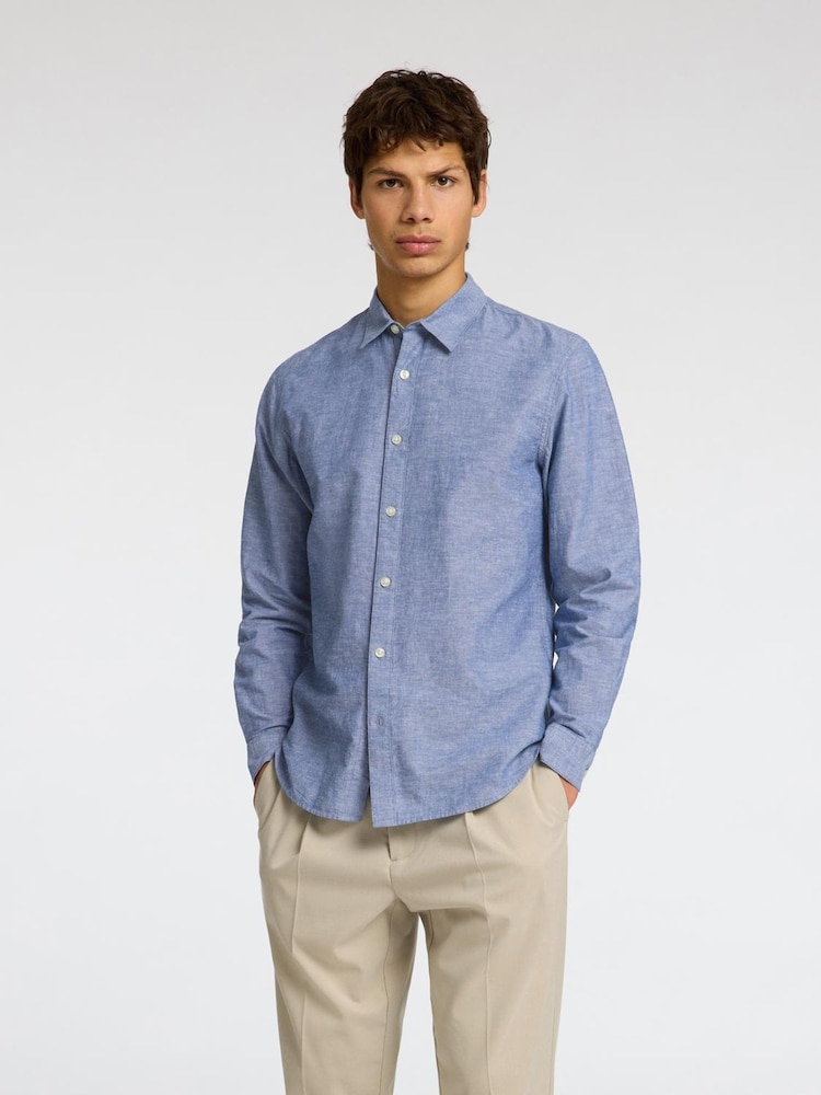 Selected Homme Blue Long Sleeve Shirt - Image 1 of 4