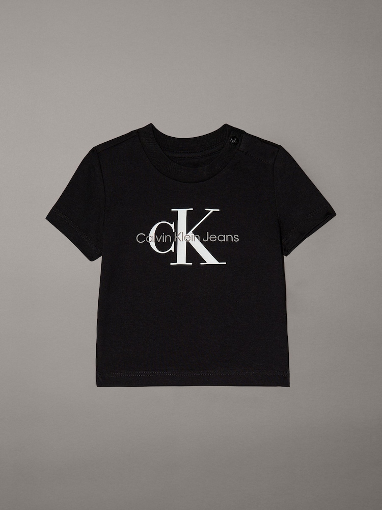 Calvin Klein Black Monogram Short Sleeve T-Shirt - Image 1 of 2