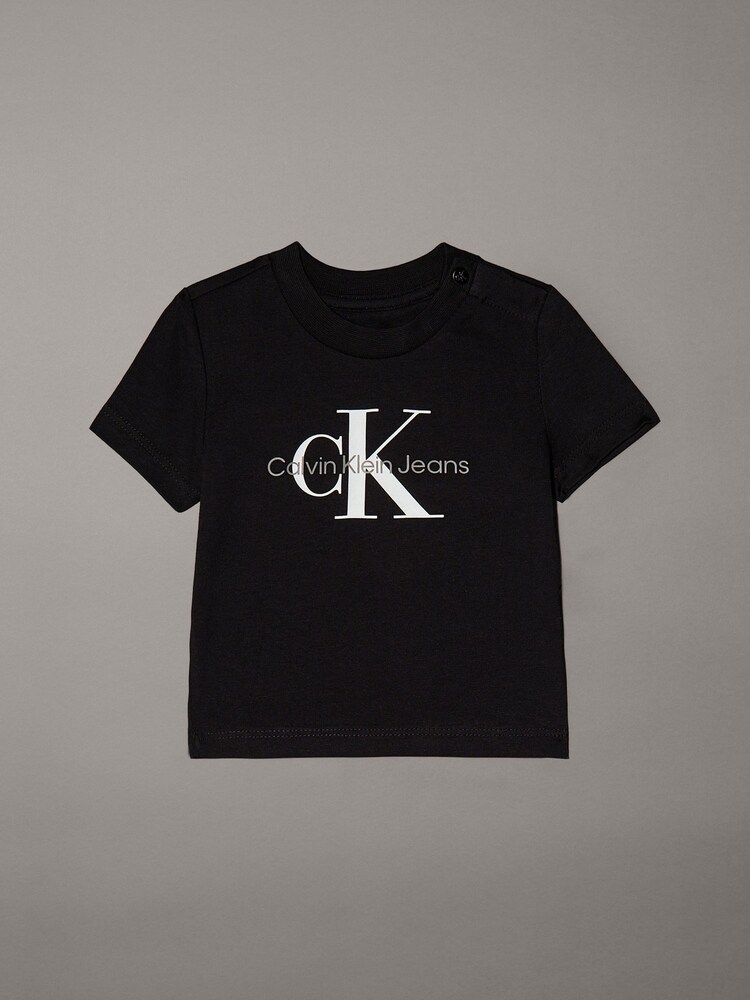 Calvin Klein Black Monogram Short Sleeve T-Shirt - Image 1 of 2 Calvin Klein Black Monogram Short Sleeve T-Shirt - Image 1 of 2
