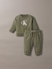 Calvin Klein Green Light Monogram Cotton Sweatshirt Set - Image 1 of 2