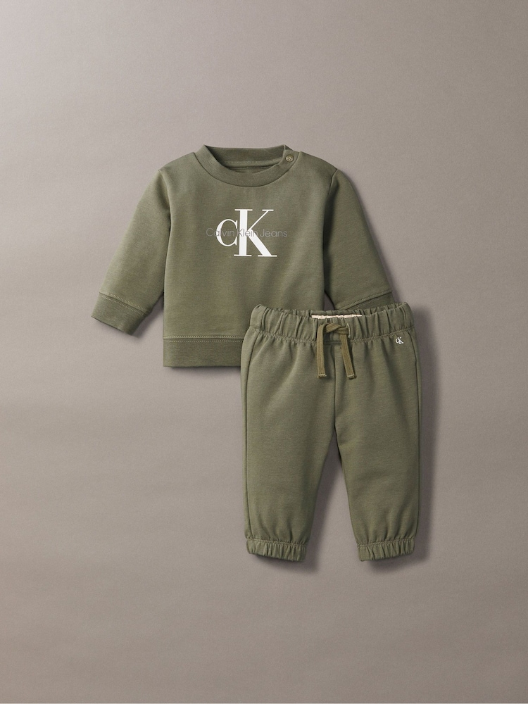 Calvin Klein Green Light Monogram Cotton Sweatshirt Set - Image 1 of 2